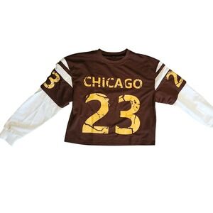 MANFINITY Chicago 23 Layered Long Sleeve Top Brown Yellow Women's Size S
